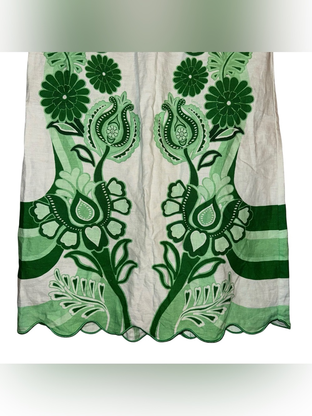 FARM RIO Color Festival Green Linen Euroflax Midi Skirt Size Large - Picture 7 of 16